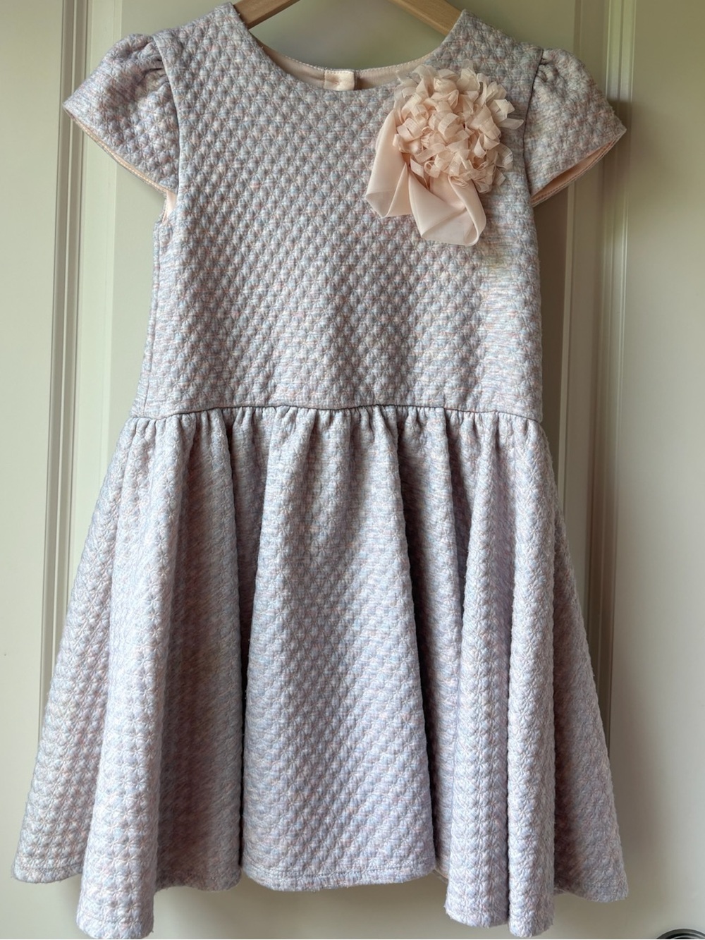Pippa & Julie Pale Pink Textured Flower-Appliqué Party Dress